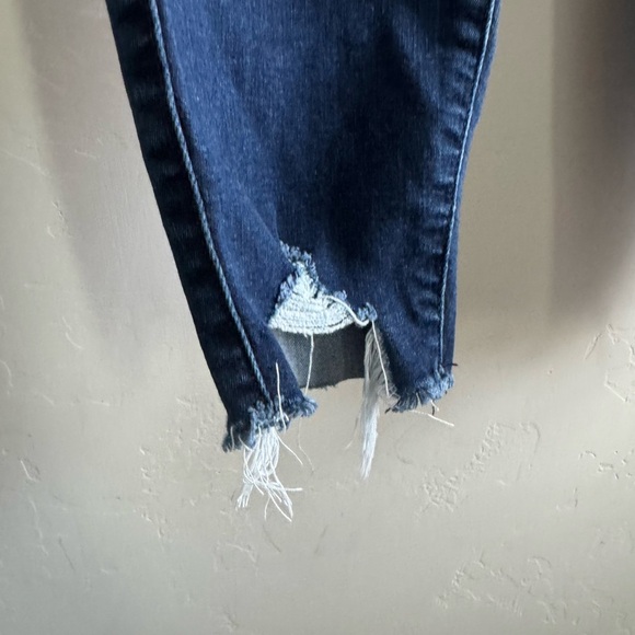 Torrid Blue Skinny Pants with Distressed Hem - Picture 3 of 11